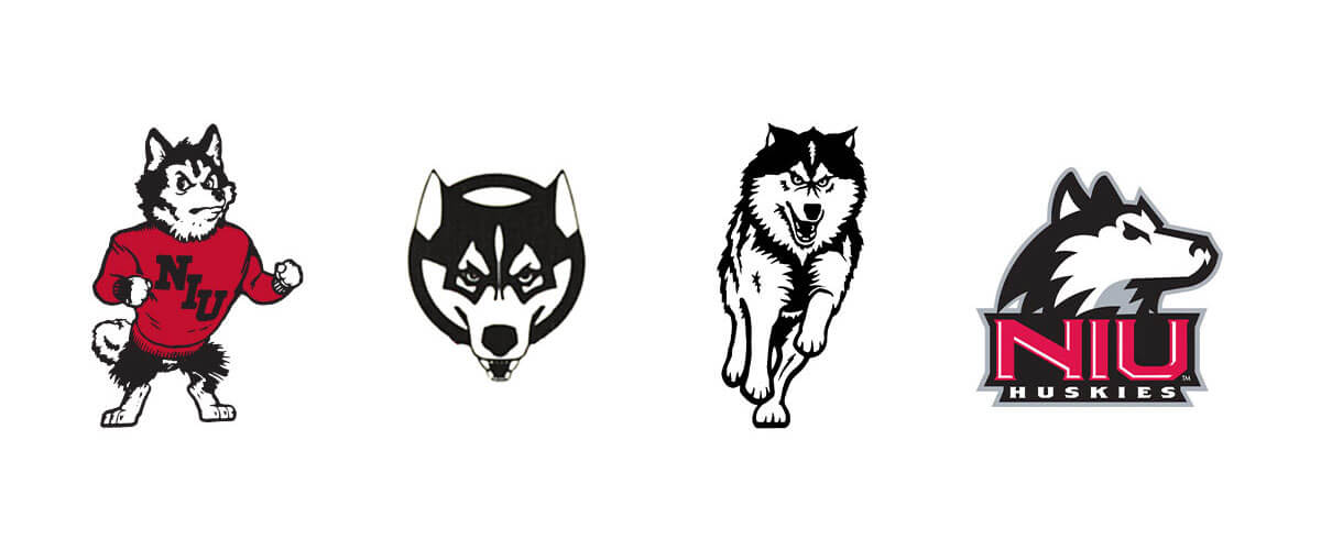 Array of former and current Huskies Athletics logos